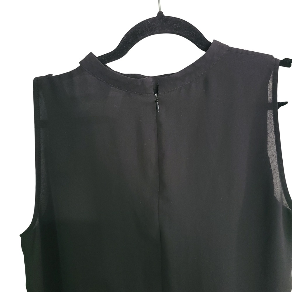 White House Black Market Black White Colorblock Sleeveless Shell Blouse Large - Picture 5 of 12